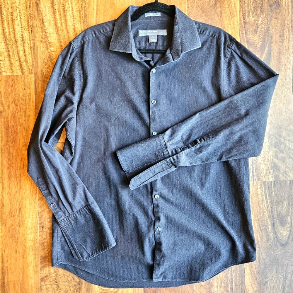 Perry Ellis Portfolio Black Button Down, men's size large